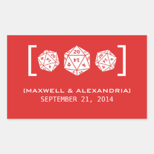 Stickers de mariage Red D20 Dice Gamer