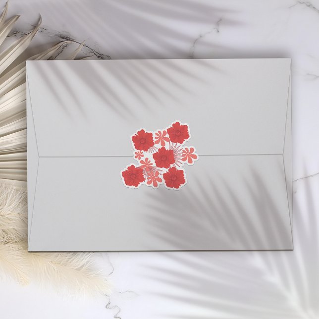 Stickers de mariage romantique rouge floral (Créateur téléchargé)