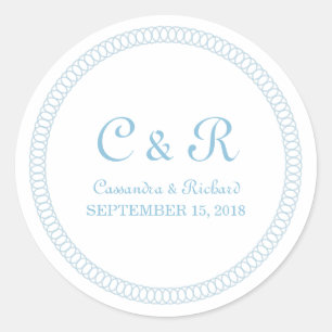 Stickers de mariage rond cerclés en bleu