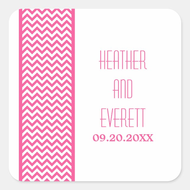 Stickers de mariage rose Chevron (Devant)