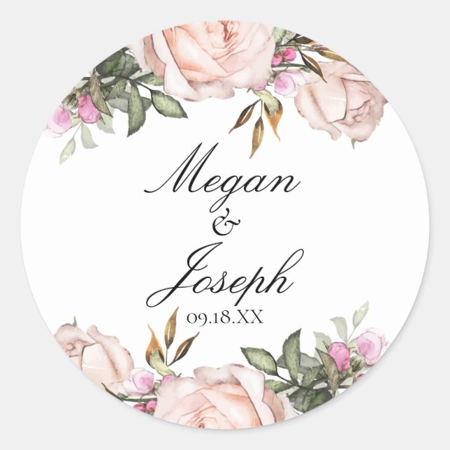 Stickers de mariage rose pâle (Devant)