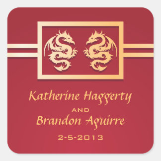 Stickers de mariage rouge et or
