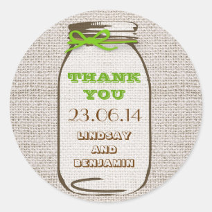 Stickers de mariage rustique Burlap Mason Jar