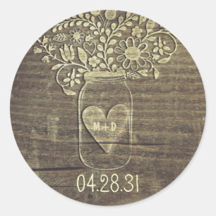 Stickers de mariage rustique Mason Jar