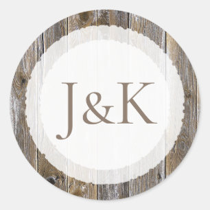 Stickers de mariage rustique paraphé en bois