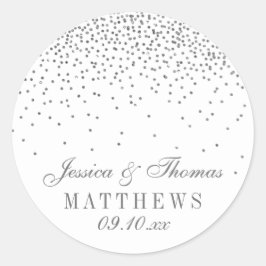 Stickers de mariage vintage Glam Silver Confetti