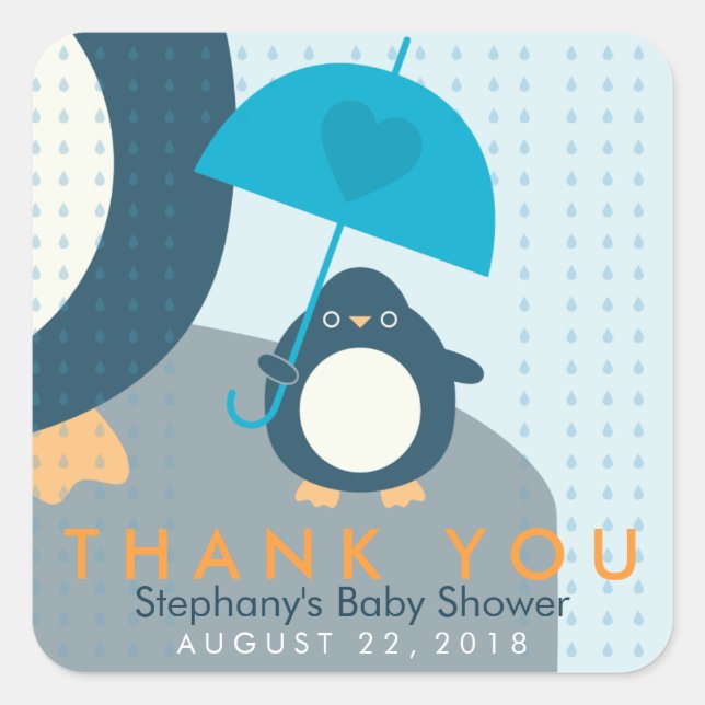 Stickers de Merci de Baby shower pour garçon migno (Devant)