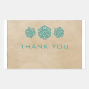 Stickers de Merci de joueur de dés Grunge D20 turq