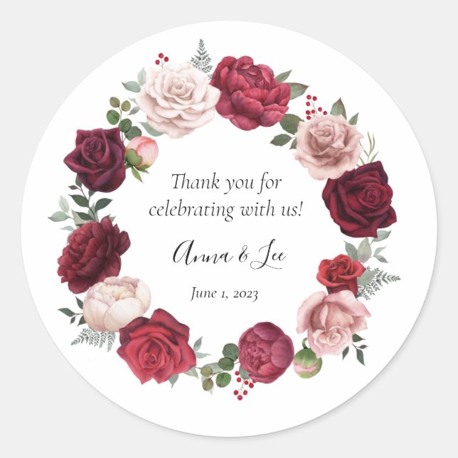 Stickers de Merci de Mariage de Bourgogne (Devant)