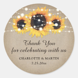 Stickers de Merci de Mariage de tournesol Burlap R