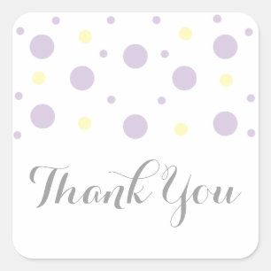 Stickers de Merci Mariage Confetti jaune violet