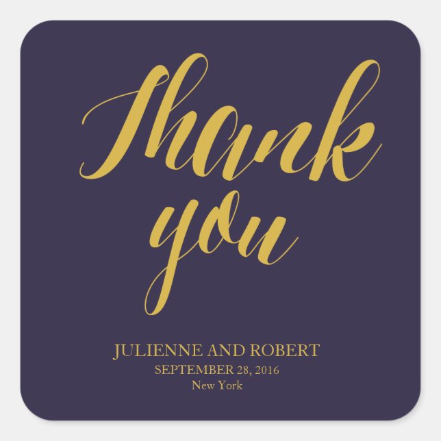 Stickers de Merci Mariage Rustique bleu marine (Devant)