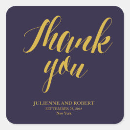 Stickers de Merci Mariage Rustique bleu marine