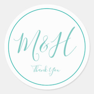 Stickers de Merci Monogramme élégant et simple