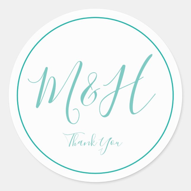 Stickers de Merci Monogramme élégant et simple (Devant)