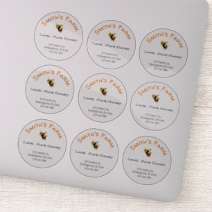Stickers de miel sur mesure rond transparent
