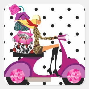 Stickers de mode Scooter femme porte-monnaie