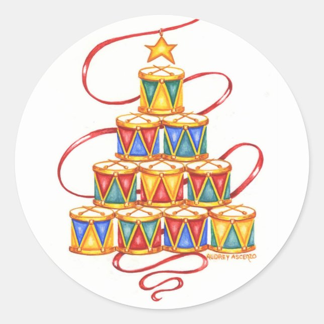 Stickers de Noël Arbre de tambours ronds (Devant)