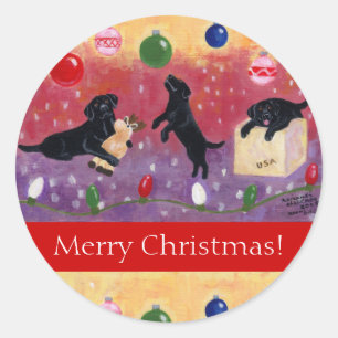 Stickers de Noël Black Labrador Retriever