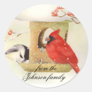 Stickers de Noël Cardinal d'hiver