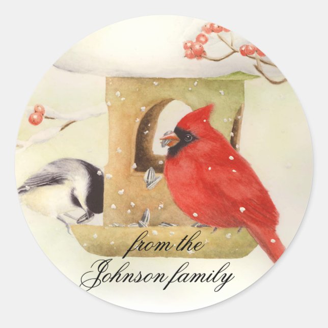 Stickers de Noël Cardinal d'hiver (Devant)