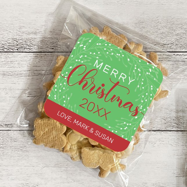 Stickers de Noël carré (vert) (Créateur téléchargé)