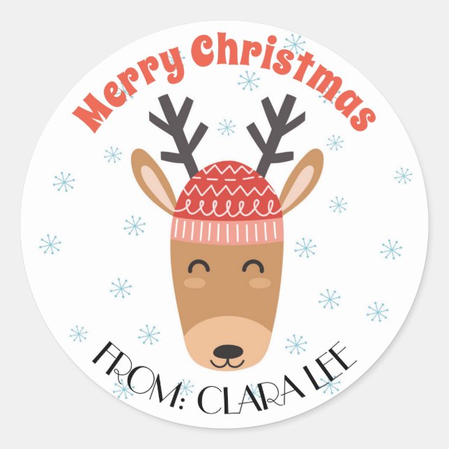 Stickers de Noël Cute Reindeer (Devant)