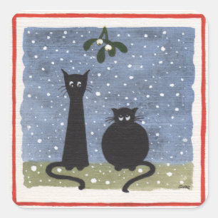 stickers de Noël de deux chats noirs