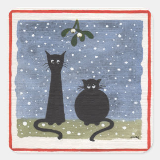 stickers de Noël de deux chats noirs