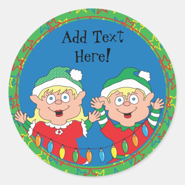 Stickers de Noël elfes. Personnalisez (Devant)