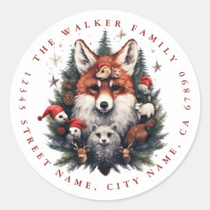 Stickers de Noël Fox Round