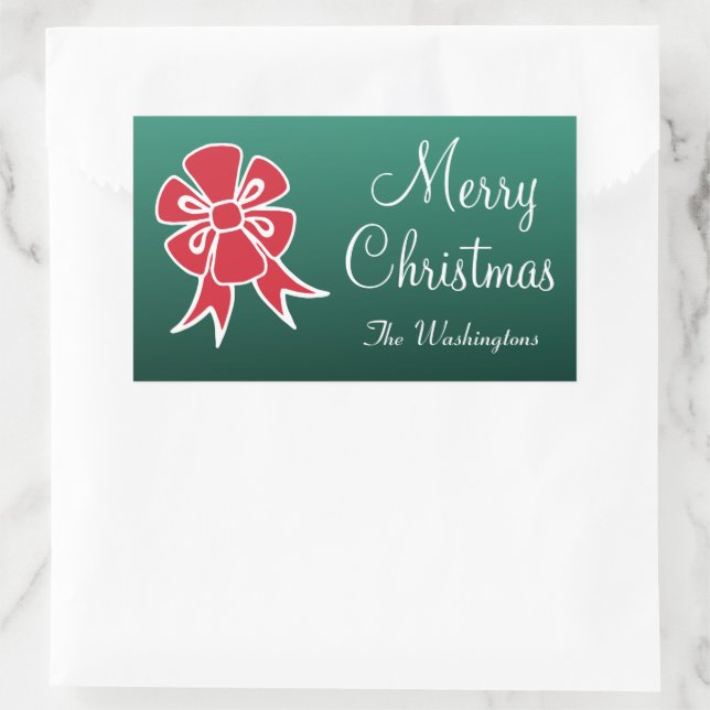 Stickers de Noël Joyeux Bow rouge personnalisé (Sac)