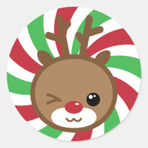 Stickers de Noël Kawaii Reindeer