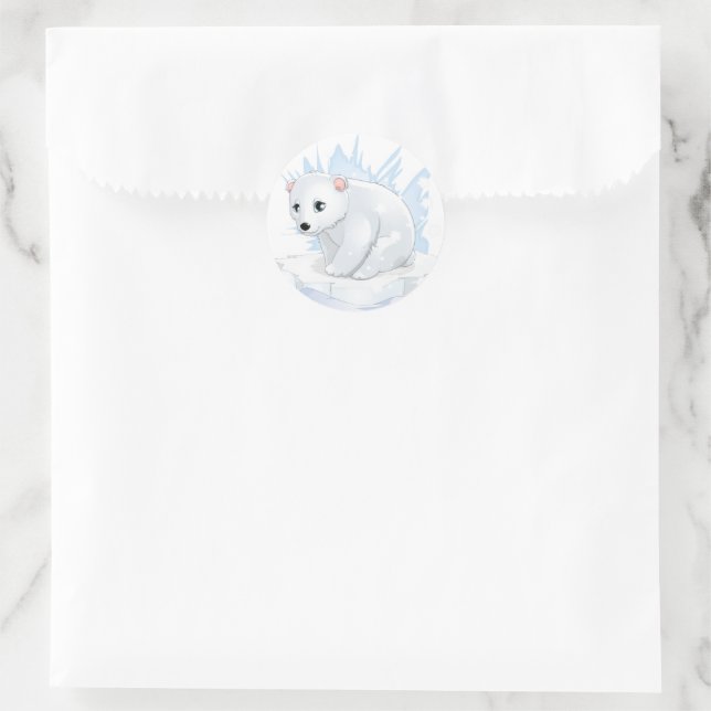 Stickers de Noël-Ours polaire Sticke rond classiqu (Sac)