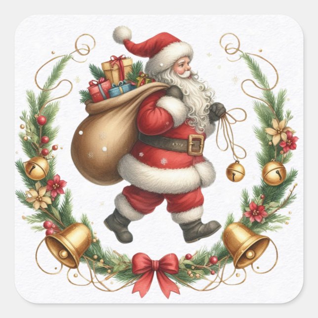 Stickers de Noël Père Noël vintage (Devant)