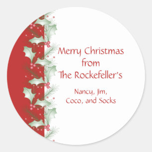 Stickers de Noël personnalisés Holly Berries