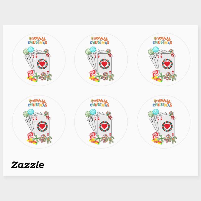 Stickers de Noël Poker de Las Vegas (Feuille)