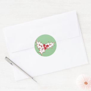 Stickers de Noël Retro Holly Feuilles et Berries
