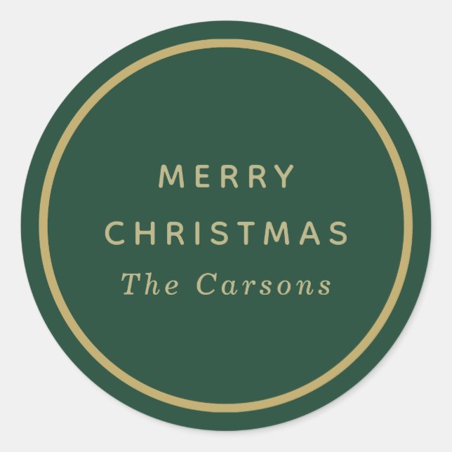 stickers de Noël rond vert et or classique (Devant)