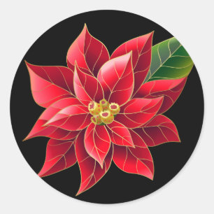 Stickers de Noël-Rouge Poinsettia