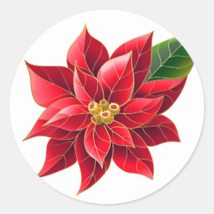 Stickers de Noël-Rouge Poinsettia