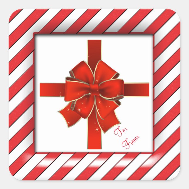 Stickers de Noël/Stripes de Sucre de canne et Bow (Devant)