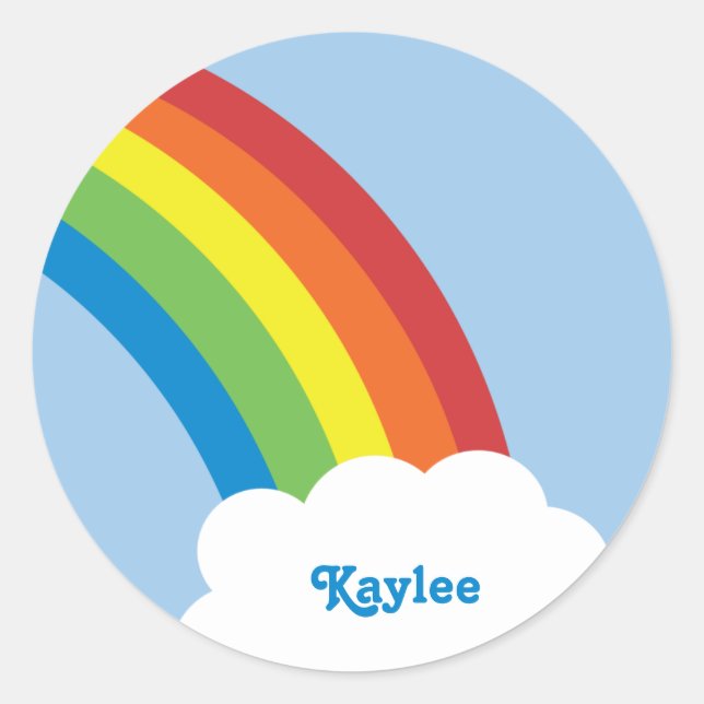Stickers de nom arc-en-ciel rétro des années 80 (Devant)
