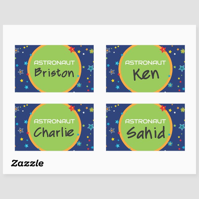 Stickers de nom blanc du Ballotin astronaute (Write your guests name on to make the perfect gift box labels!)