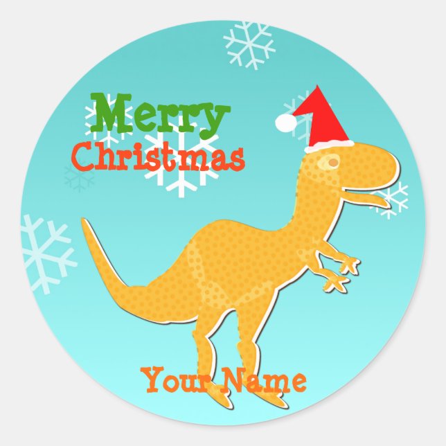 Stickers de nom de dinosaure T-Rex de Noël (Devant)