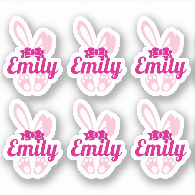Stickers de nom personnalisé de lapin mignon (Devant)
