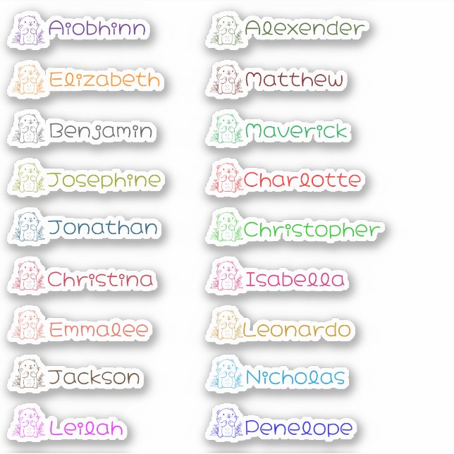 Stickers de noms multiples personnalisés (Devant)