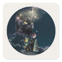 Stickers de nuit Starry Cat noir