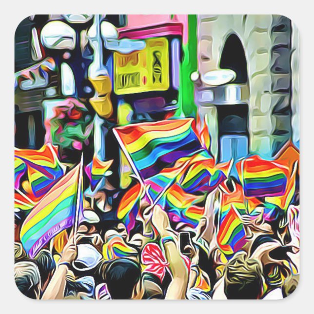 Stickers de protestation LGBT Rainbow et American  (Devant)