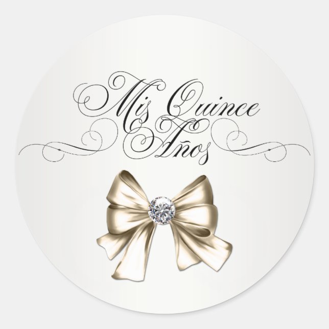 Stickers de Quinceanera blanche élégant (Devant)
